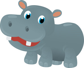 cartoon scene with happy tropical animal hippo hippopotamus on white background safari illustration for children