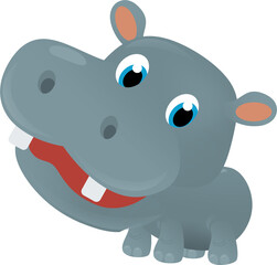 cartoon scene with happy tropical animal hippo hippopotamus on white background safari illustration for children