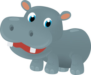 cartoon scene with happy tropical animal hippo hippopotamus on white background safari illustration for children