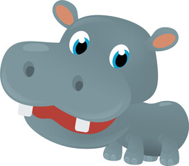 cartoon scene with happy tropical animal hippo hippopotamus on white background safari illustration for children