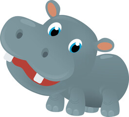 cartoon scene with happy tropical animal hippo hippopotamus on white background safari illustration for children