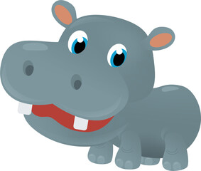 cartoon scene with happy tropical animal hippo hippopotamus on white background safari illustration for children