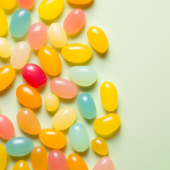 jelly beans with light green background (ai generated)	
