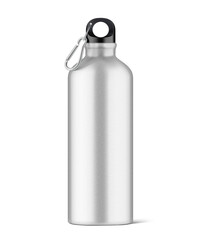 Hight realistic aluminum bottle mockup isolated on white background. Ready for your custom design. Vector illustration. EPS10.