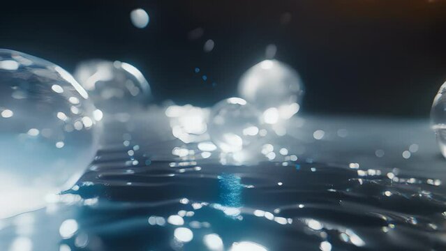 Drops of gallium glittering as they hit a cold surface.