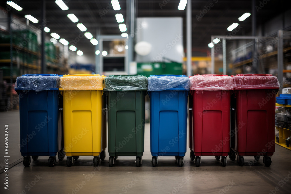 Poster garbage containers for waste sorting. background with selective focus and copy space