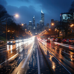 Naklejka premium Seafoam light sparks soaring over city scenery 