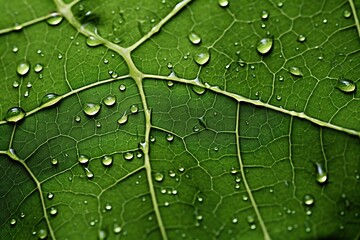 Macro Photography of a Leaf with a Glistening Water Droplet - Capturing Nature's Delicate Beauty