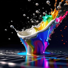 Realistic milk and drink splashing with cup, food and beverage concept background design.