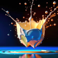 Realistic milk and drink splashing with cup, food and beverage concept background design.