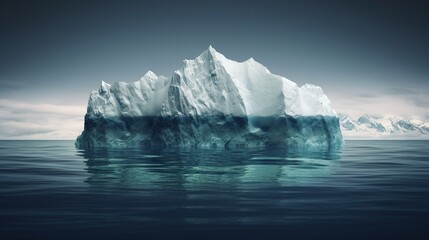 Majestic Iceberg Extending Obliquely with Glistening Water Droplets in a Serene Arctic Scene