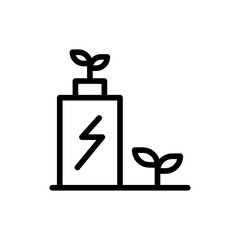 Green energy ecology icon with black outline style. eco, green, energy, ecology, renewable, power, nature, . Vector Illustration