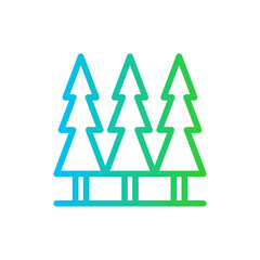 Forest ecology icon with blue and green gradient outline style. forest, icon, nature, tree, vector, set, line. Vector Illustration