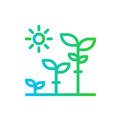 Growth ecology icon with blue and green gradient outline style. growth, business, icon, symbol, vector, line, finance. Vector Illustration