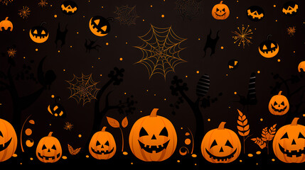 Halloween backgrounds. Illustrated backgrounds for Halloween with pumpkins, bats, cobwebs and scary landscapes.