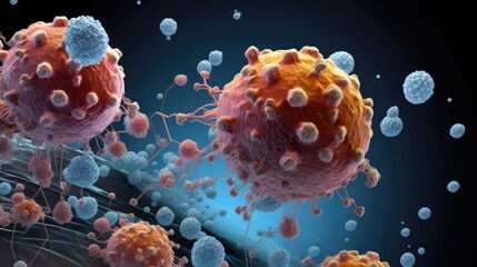 microscopic view of fat cells, depicting the link between obesity or overweight and an increased risk of various types of cancer.