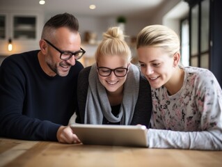 family looking at an online fundraising page they have created to help cover the overwhelming cost of loved ones cancer treatment.