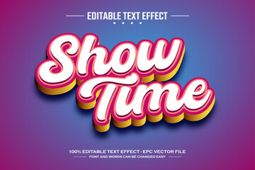 Show time 3D editable text effect template