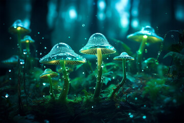 Fototapeta na wymiar Leuchtende Pilze