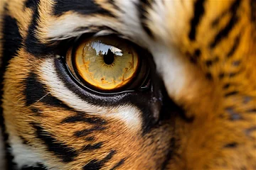 Zelfklevend Fotobehang Big eyes. Eyes of a red tiger close up. © Elena