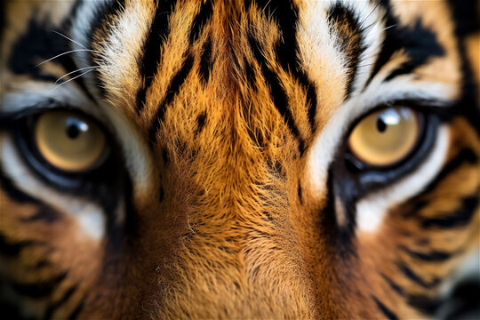 Big eyes. Eyes of a red tiger close up.
