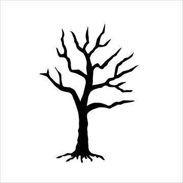 Tree silhouette on white background. Vector illustration.