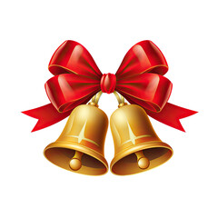 a set of christmas bells isolated on a transparent background, generative ai