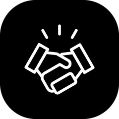 Handshake startup pitch deck icon with black outline style. handshake, icon, business, partnership, vector, symbol, agreement. Vector Illustration