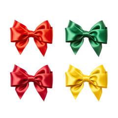 a set of christmas gift ribbons isolated on a transparent background, generative ai