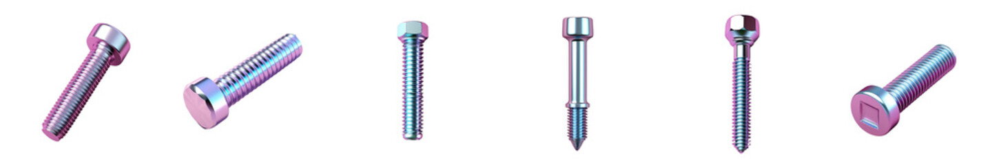 Obraz premium Png Set transparent background metal screw isolation