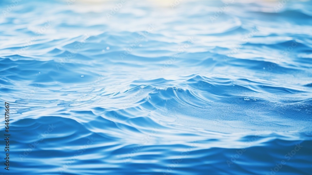 Poster blue textured background of waves with ripples on the water. close-up, selective focus, defocus : ge