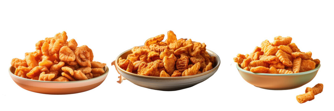 Png Set Snack made from pork skin known as chicharrones transparent background