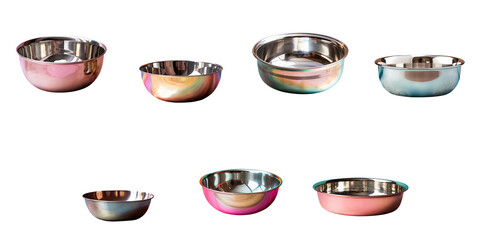 Png Set Silver stainless steel serving bowl used in Indian households for food transparent background
