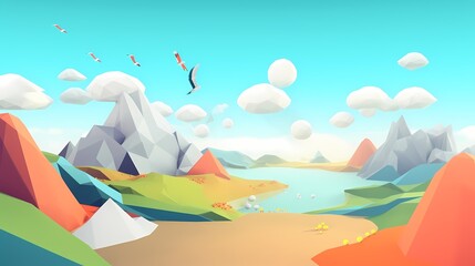 Surreal Dream Scape inspired by 3D art - a sunny dreamy day (Generative AI)
