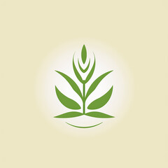 green leaf vector minimalist geometric logo