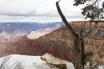 Grand Canyon National Park in winter viewed from the South Rim, Arizona