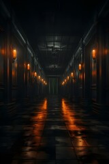 Fototapeta premium Dark hallway Generative AI