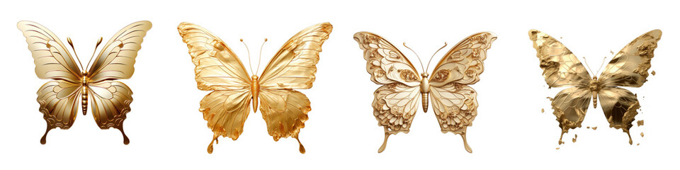 Png Set transparent background with golden butterfly