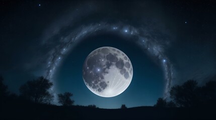 満月、ファンタジーの世界、背景｜full moon, fantasy world, background. Generative AI
