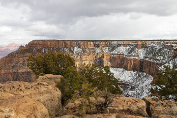 Storm clouds over Grand Canyon National Park in winter viewed from the South Rim, Arizona