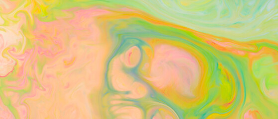 Ink Swirls and Colorful Stains: Fluid Art Fantasy on Blurred Background