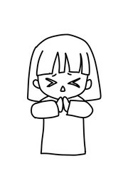 手を合わせて謝る女の子