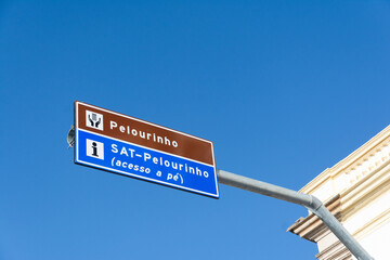 Fototapeta premium Traffic sign providing directions in Pelourinho, historic center of Salvador, Bahia.