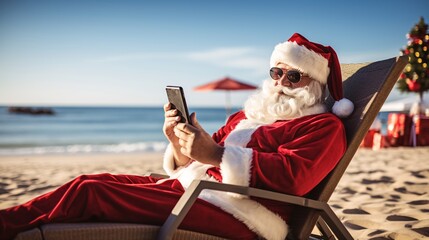 Beach Browsing with Santa: A Sunny Connection to Check His Nice List Twice