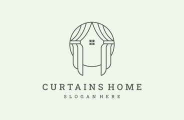 curtains home logo template inspiration. flat curtain logo icon