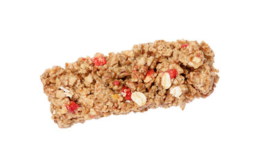 One tasty granola bar isolated on white