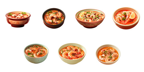 Png Set Spicy seafood dipping sauce for Japanese hot pot in a bowl on a transparent background