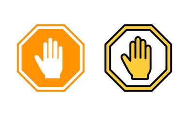 Stop icon set for web and mobile app. stop road sign. hand stop sign and symbol. Do not enter stop red sign with hand
