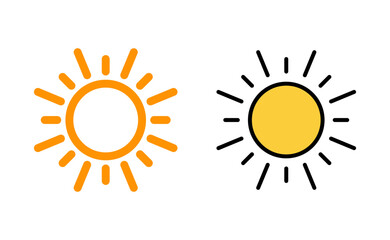 Sun icon set for web and mobile app. Brightness sign and symbol.