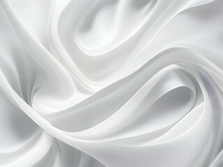 Obraz premium Fluid Interplay of Textures A Fusion of Gossamer Silk and Glistening Plastic in White Wave Symphony